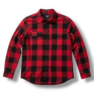 George Red Black Buffalo Plaid Button Front Shirt Men’s Large